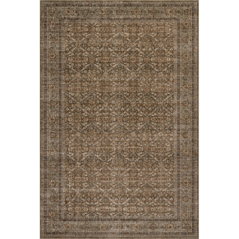  Serelith Traditional Floral Washable Area Rug, Rectangle 8' x 10'