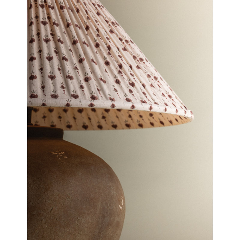 Calabria Table Lamp With Bloom Slate Shade, Primrose Red Shade