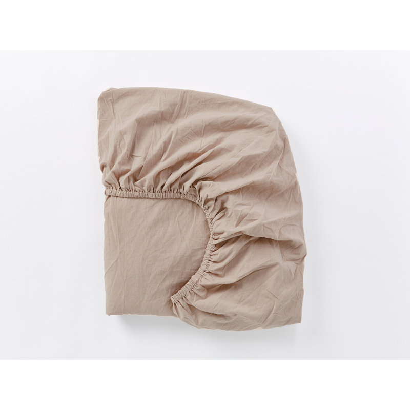 Crinkled 100% Cotton Percale Fitted Sheet, Hazel Chambray, King Fitted Sheet