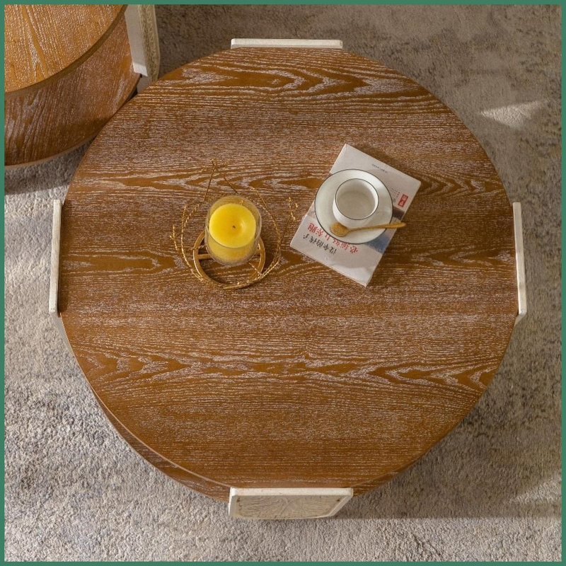 Table basse en bois massif de style Palace pour le salon avec rangement double couche, facile à assembler