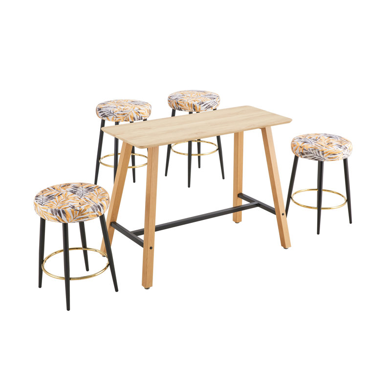 Ensemble de 2 tabourets de bar à hauteur de comptoir, tabourets de cuisine en PU rembourrés de 24 po de hauteur avec repose-pieds doré
