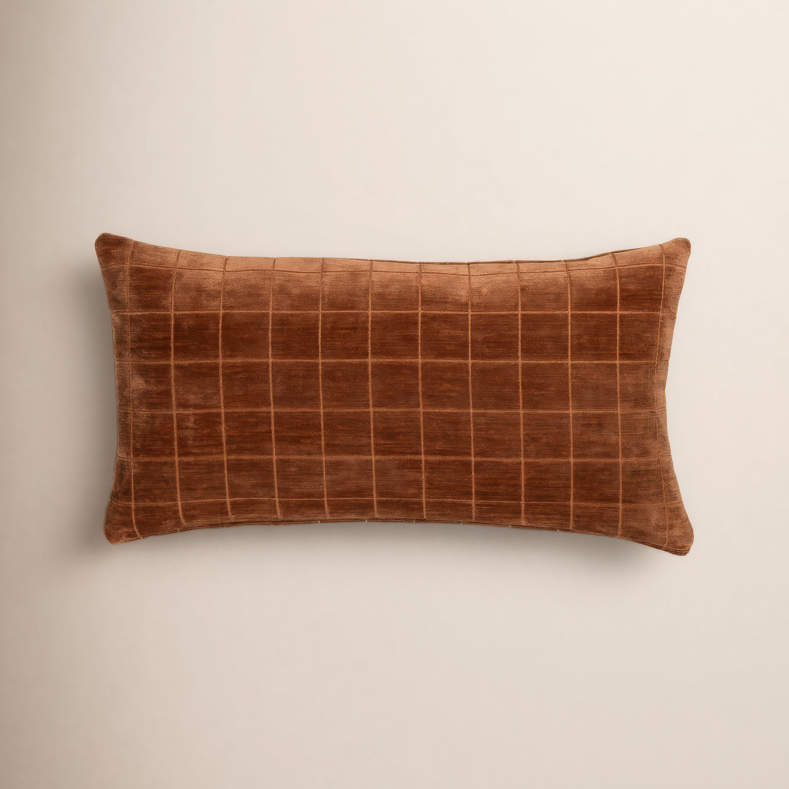 Throw Pillow, Polyester, 14"H x 36"W, Nutmeg Rust Block