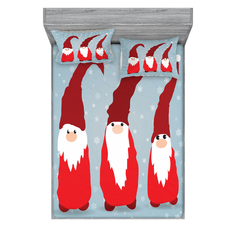 Gnome Microfiber Sheet Set, Queen Sheet Set with Fitted Sheet