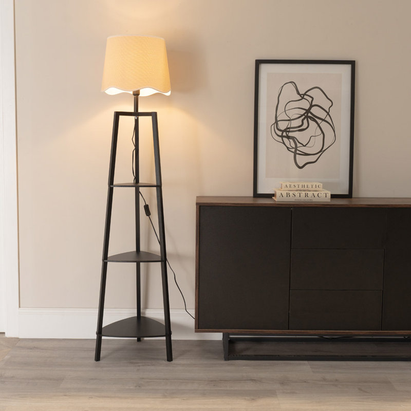 Arleigh 156.2cm Traditional Floor Lamp, Natural, Black, No