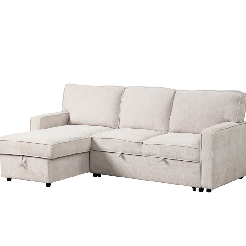 Canapé-lit modulaire beige avec rangement pratique et lit, sensation, Beige