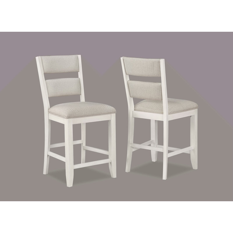 Ensemble de 2 pièces de style campagnard avec échelle et hauteur de comptoir, Beige, Blanc