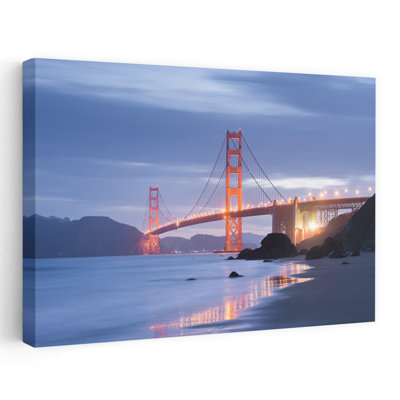 Golden Gate Twilight, reproduction d'art mural côtier abstrait