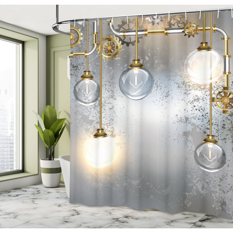 Rideau de douche simple et crochets industrial stall, 75"H x 69"W