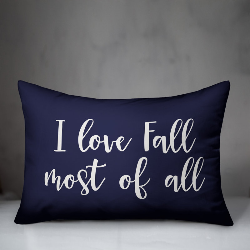  «I Love Fall Most of All», coussin lombaire, Bleu marine