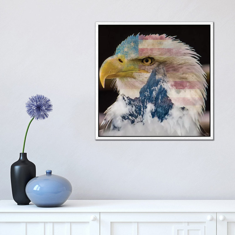 Eagle I by Paul Haag - Print on Canvas, White Framed, 45.72 cm H x 45.72 cm W