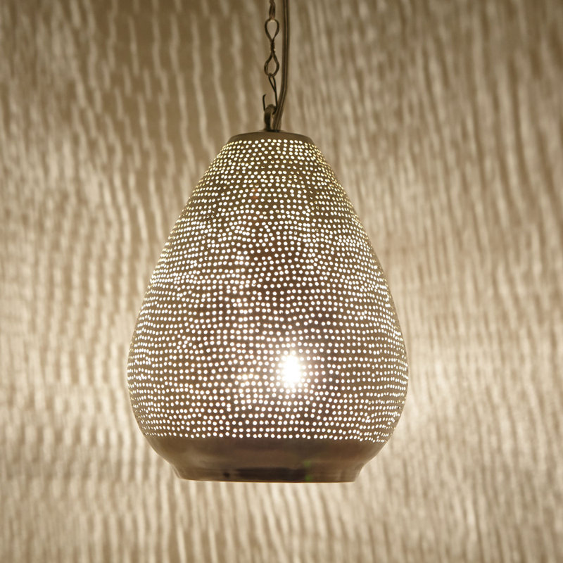 Sacco 1 - Light Silver Single Pendant, 25cm H x 18cm W x 18cm D