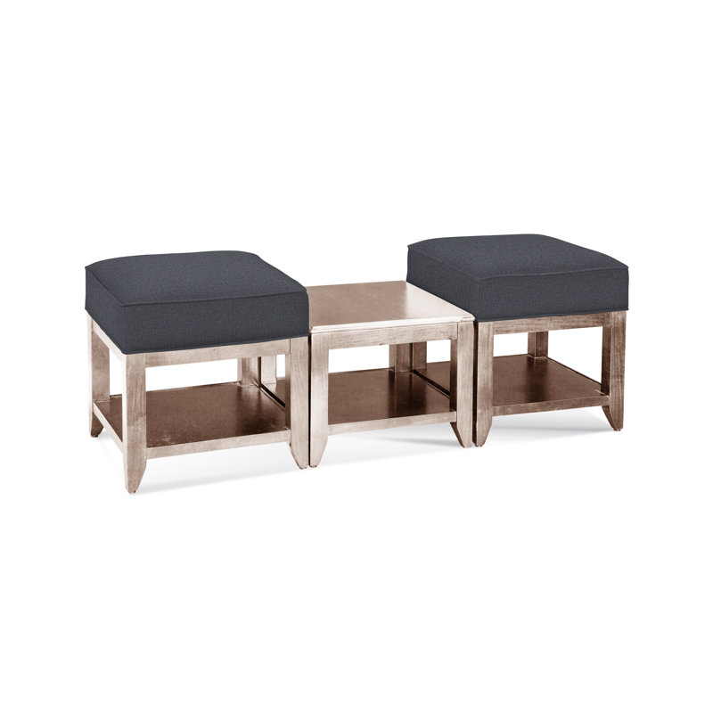 Elements Upholstered Cube Ottoman, Neutral Performance Plaid; 0121-93, Bisque