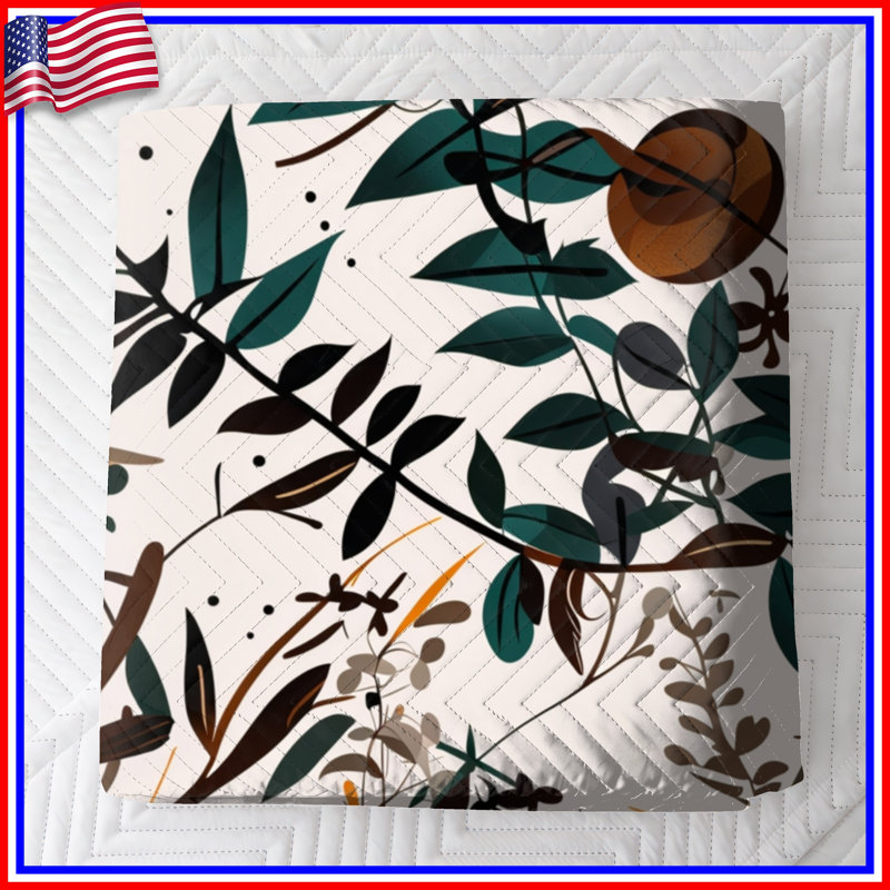 Couvre-lit matelassé Botanical Abstract Art toutes tailles, Lit simple