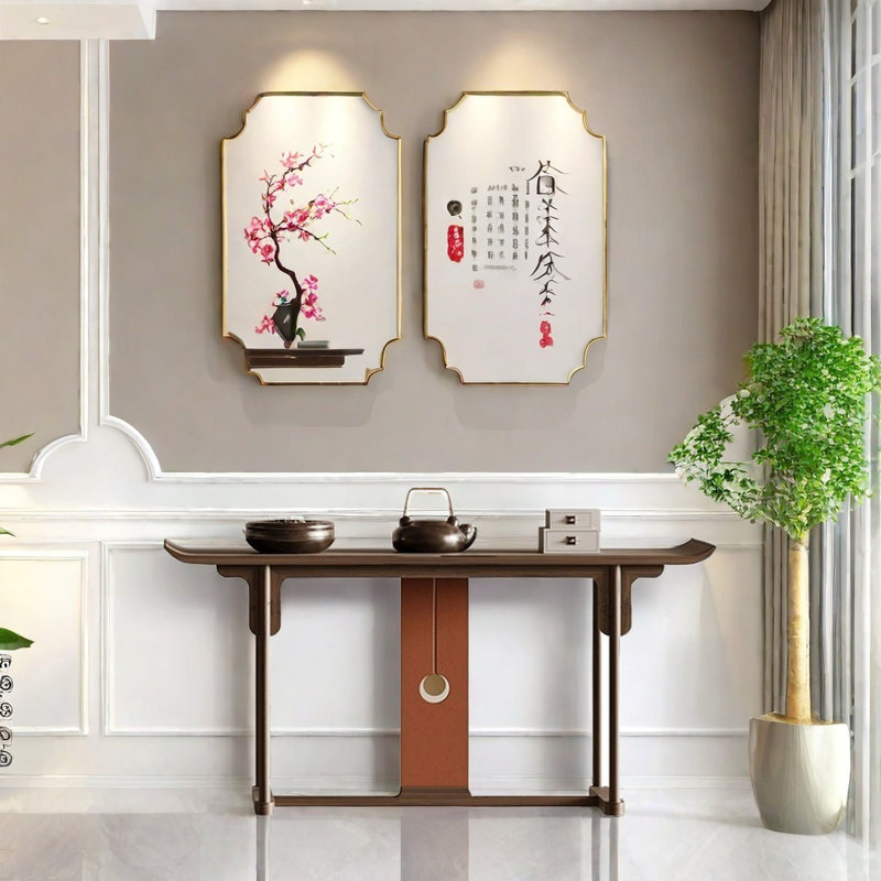 Nouvelle table d'entrée de style chinois, H 33,5 po x l 59,1 po x P 13,8 po