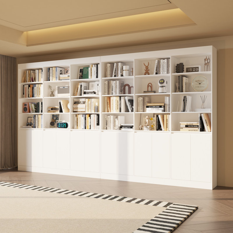 78.7''H X 142'' W Bookcase With 6-Cabinet And 4-Layer Shelf