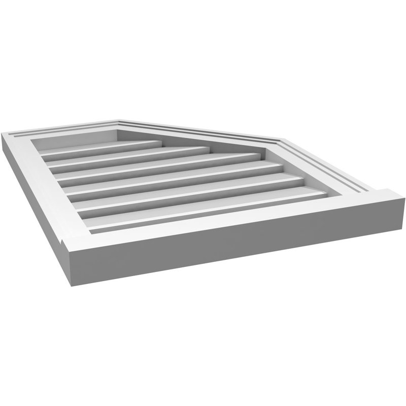 Half Octagon Top Right Surface Mount Signature Urethane Functional Gable Vent, Primed Tan, 24" H x 20" W x 2" D