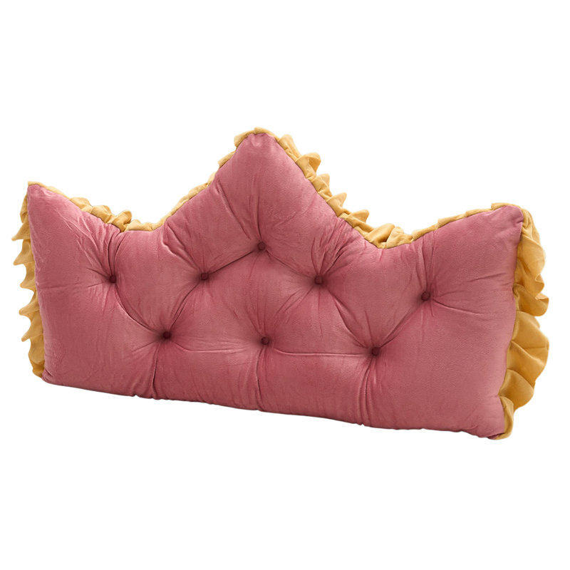 Pearl Grey Crown Upholstered Bed Headboard Cushion – The Perfect Touch for a Princess-Style Bedroom, 90cm W x 50cm D, Pink