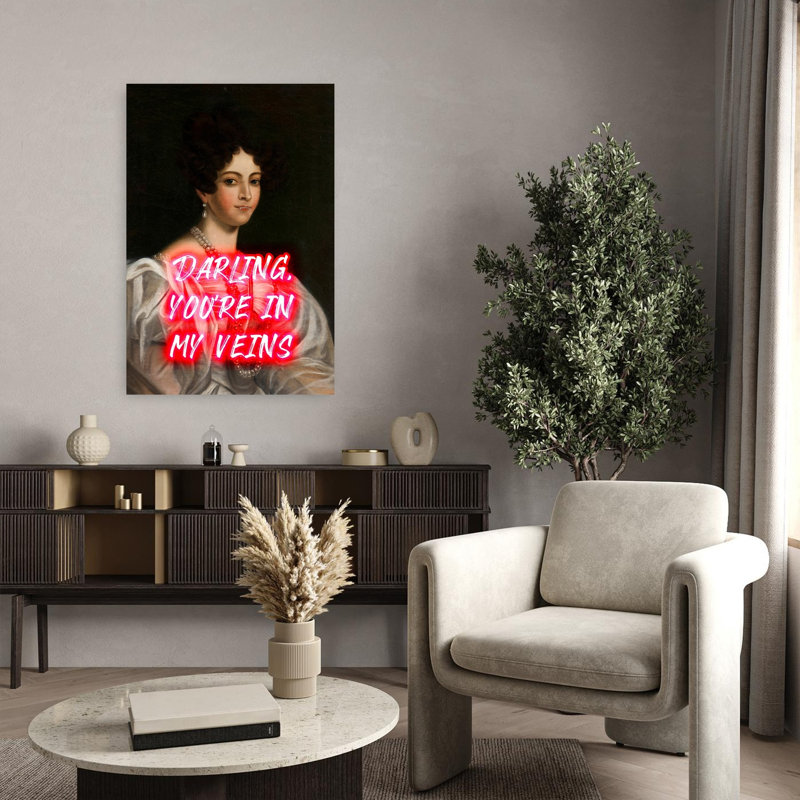 Dark Romance Neon Quote Classic Dramatic Elegant Portrait Wall Art Print 1 Piece Wrapped Canvas Wall Art