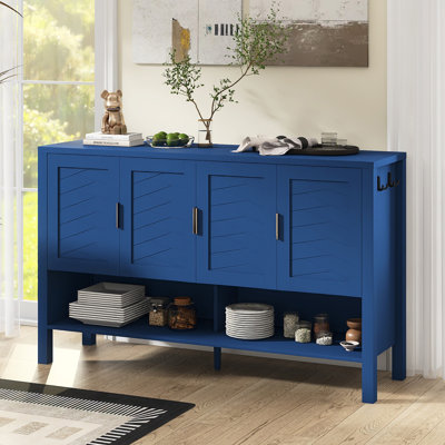 55" W Modern Sideboard With Adjustable Shelves, Double Hooks