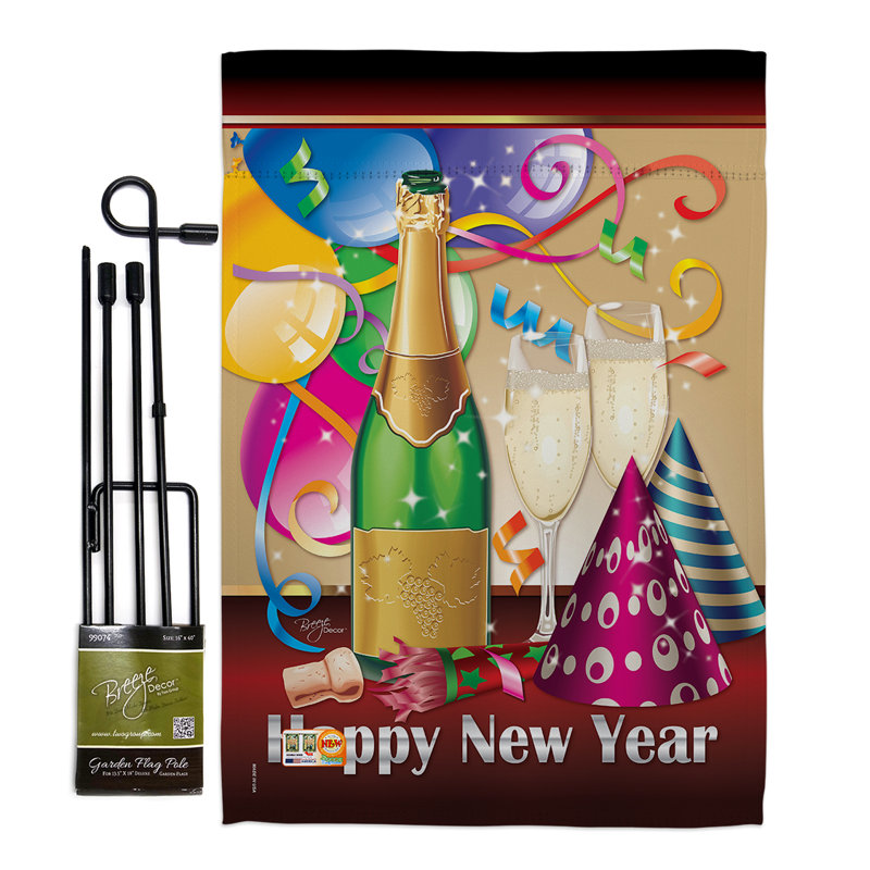 Double Sided 18.5'' H x 13'' W Polyester New Year's Flag Set