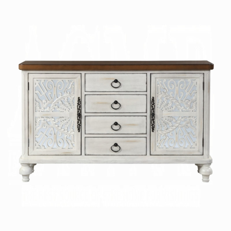 Buffet 4 tiroirs Funchess en blanc antique