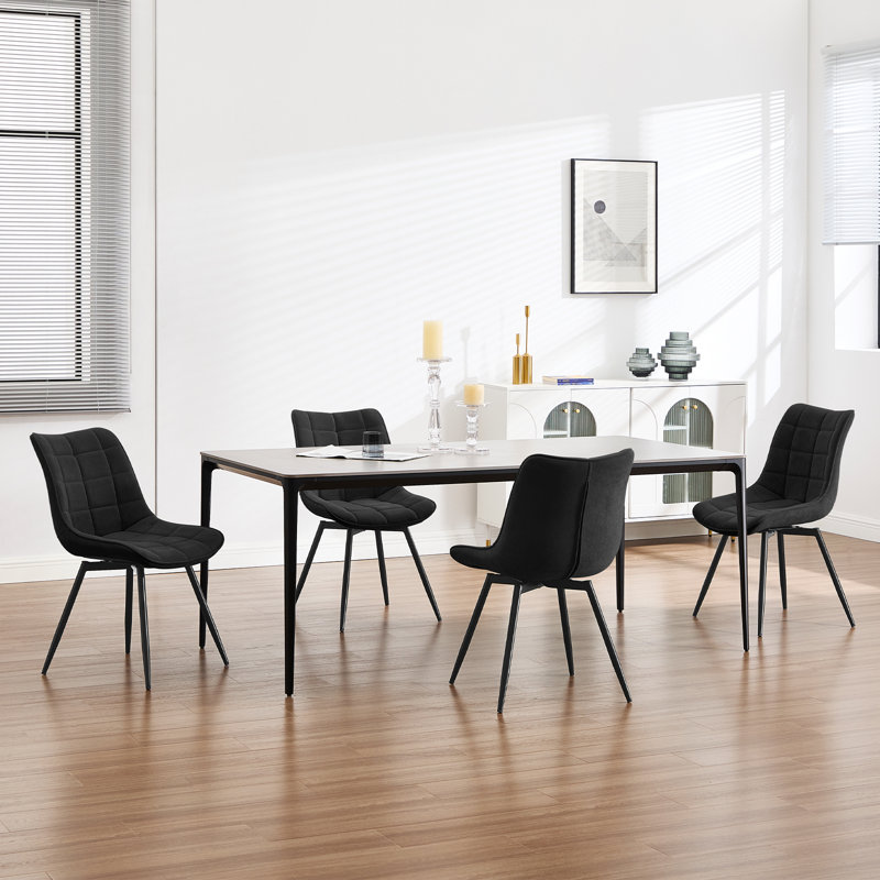 45.5cm H Velvet Upholstered Side Chair, Black