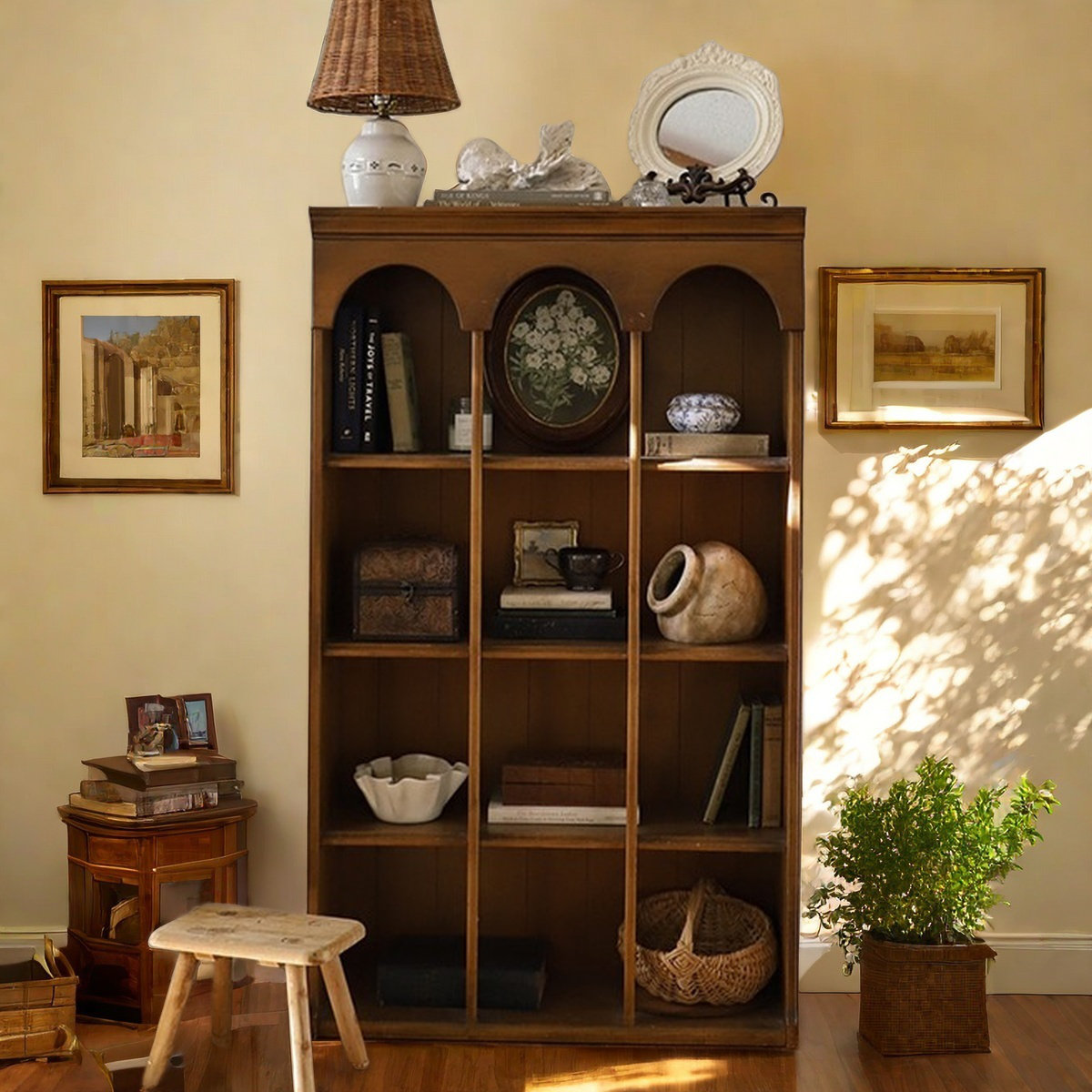 NICECABINET Retro Solid Wood Floor-standing Bookcase | Wayfair