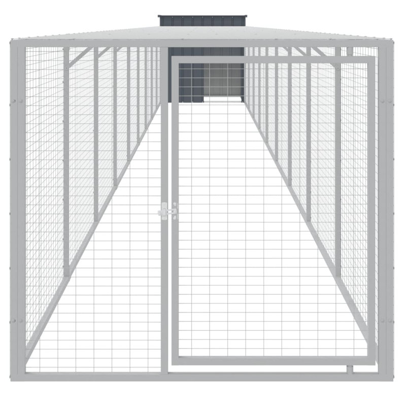 Poulailler avec grillage Ebelina, Gris anthracite, H 43,3 po x l 43,3 po x P 400,4 po