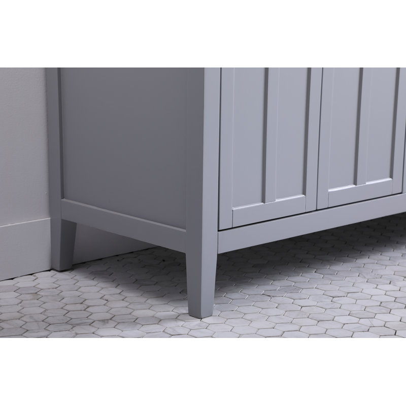 Ain 72'' Double Bathroom Vanity with Marble Top, Gray