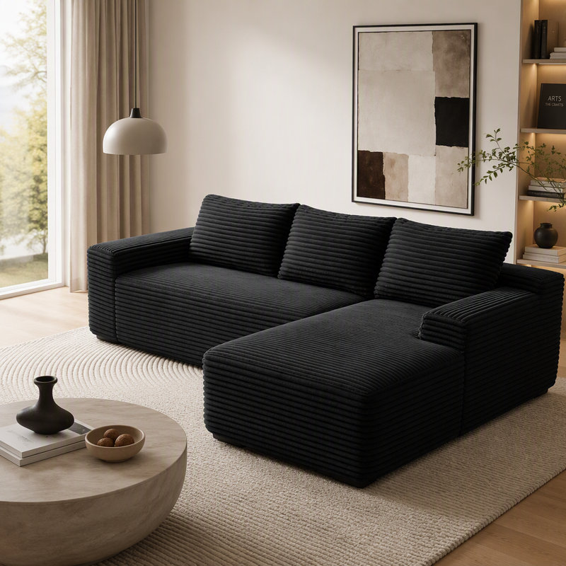 Canapé modulaire de 97 po, canapé modulaire Cloud avec assise profonde, canapé modulaire en L moderne avec méridienne et canapé rembourré pour salon, sans assemblage