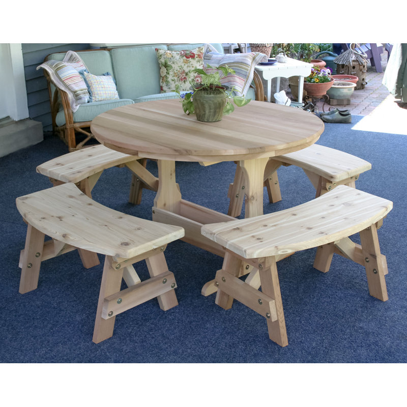 Fragoso 4 - Person Wood Patio Dining Set with Round Table