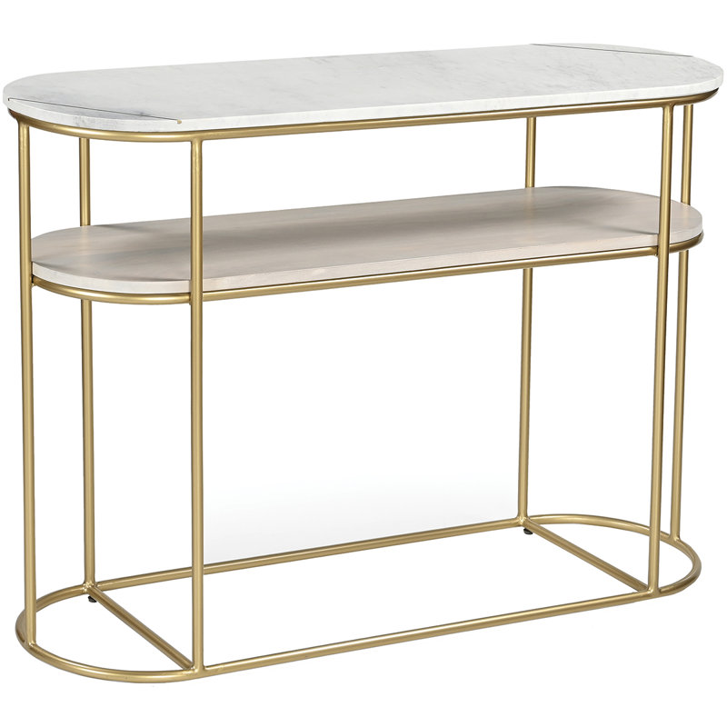 Anjanet 112cm Console Table, White Wood, Gold