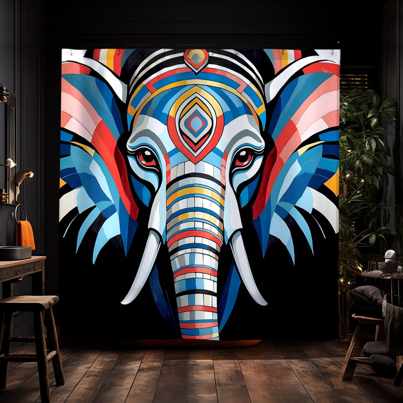 Rideau de douche éléphant, Éléphant de Mai