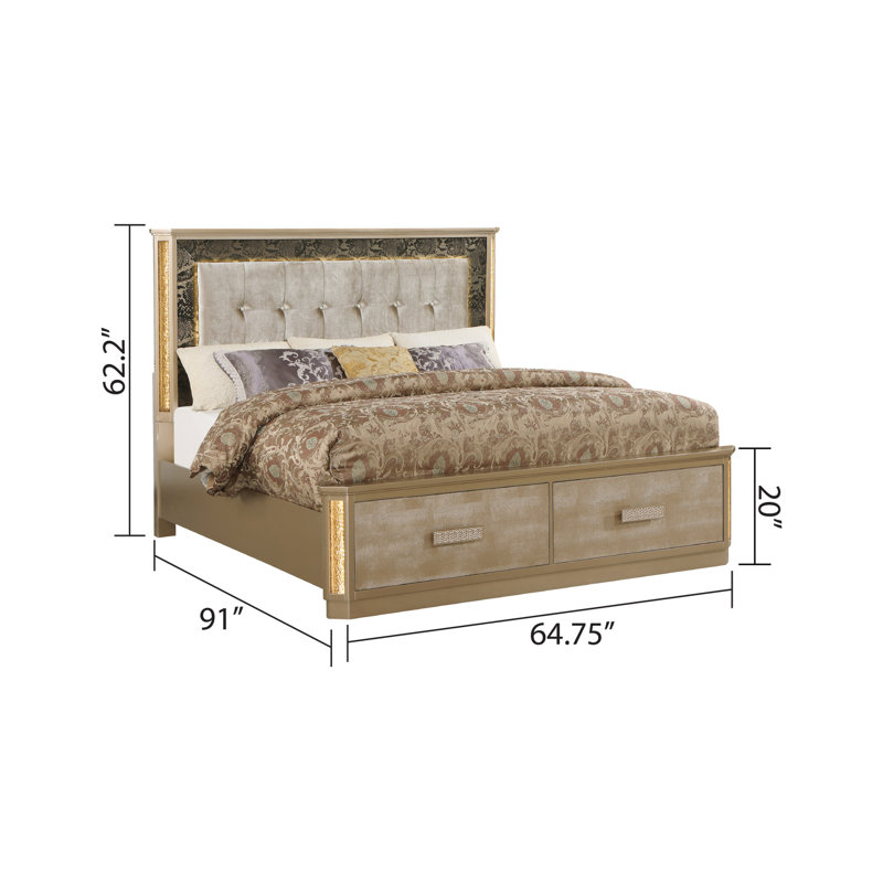 Grand lit de luxe de luxe en opulence dorée avec tête de lit - fabrication en bois de couleur