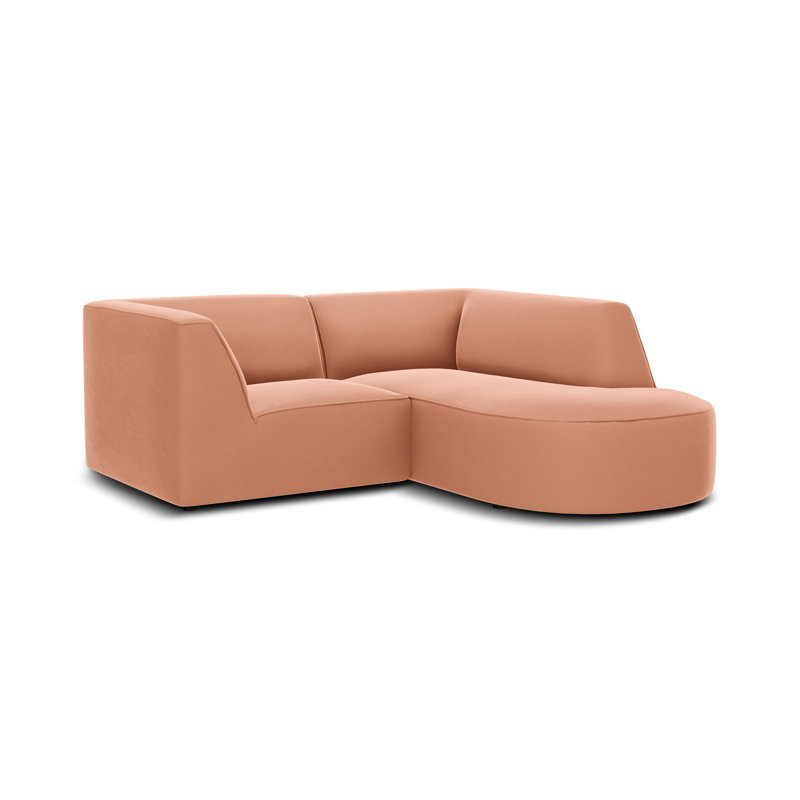Adoraim 3 Seater Velvet Corner Sofa , Pink, Right Hand Facing