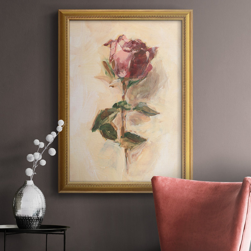 Painterly Rose Study I, toile encadrée de qualité supérieure - prête à être accrochée, H 20 po x l 16 po x P 2,5 po