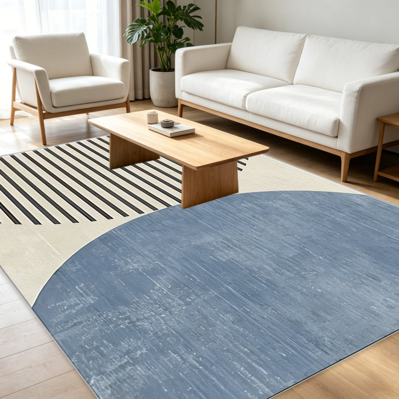 Blue Linear Abstract carpet-easy to clean, machine-washable, soft and comfortable; suitable for door mats, kitchens, living rooms, bedrooms, corridors, and laundry areas. Easy to clean, durable carpet for home decoration.