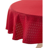 The Holiday Aisle® Christmas Novelties Ribbed Striped Pattern, Polyester Jacquard, Red, 60 Inch By 84 Inch, Seats 6 To 8 People, Rectangular Tablecloths