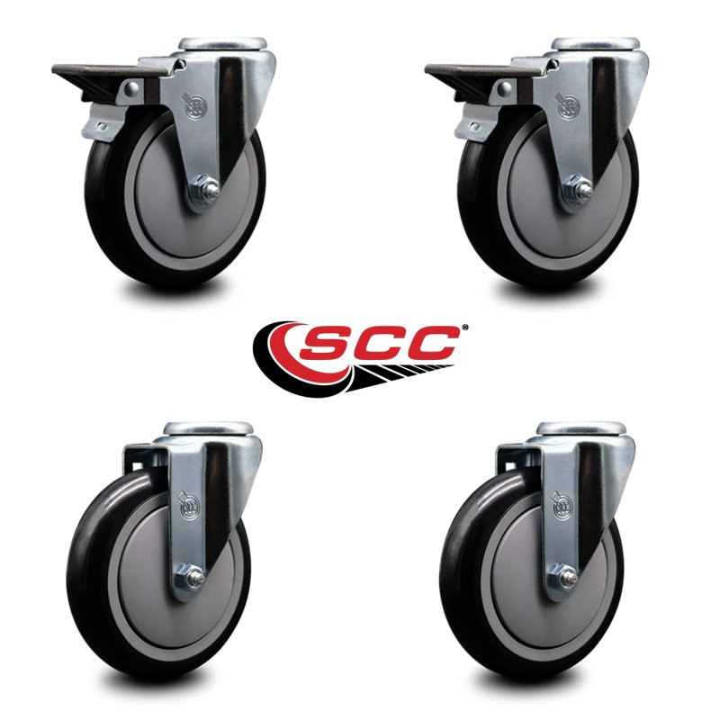 4-Piece Polyurethane Caster Set, Black