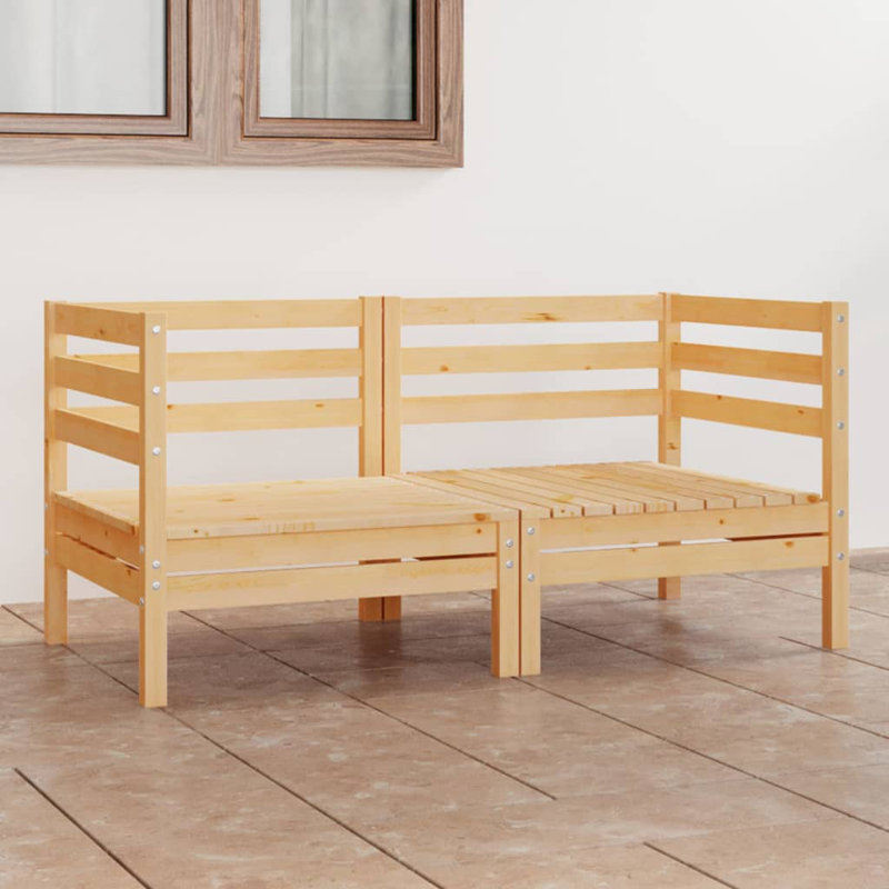 25" Wide Pine Wood Species Square Patio Sofa, White