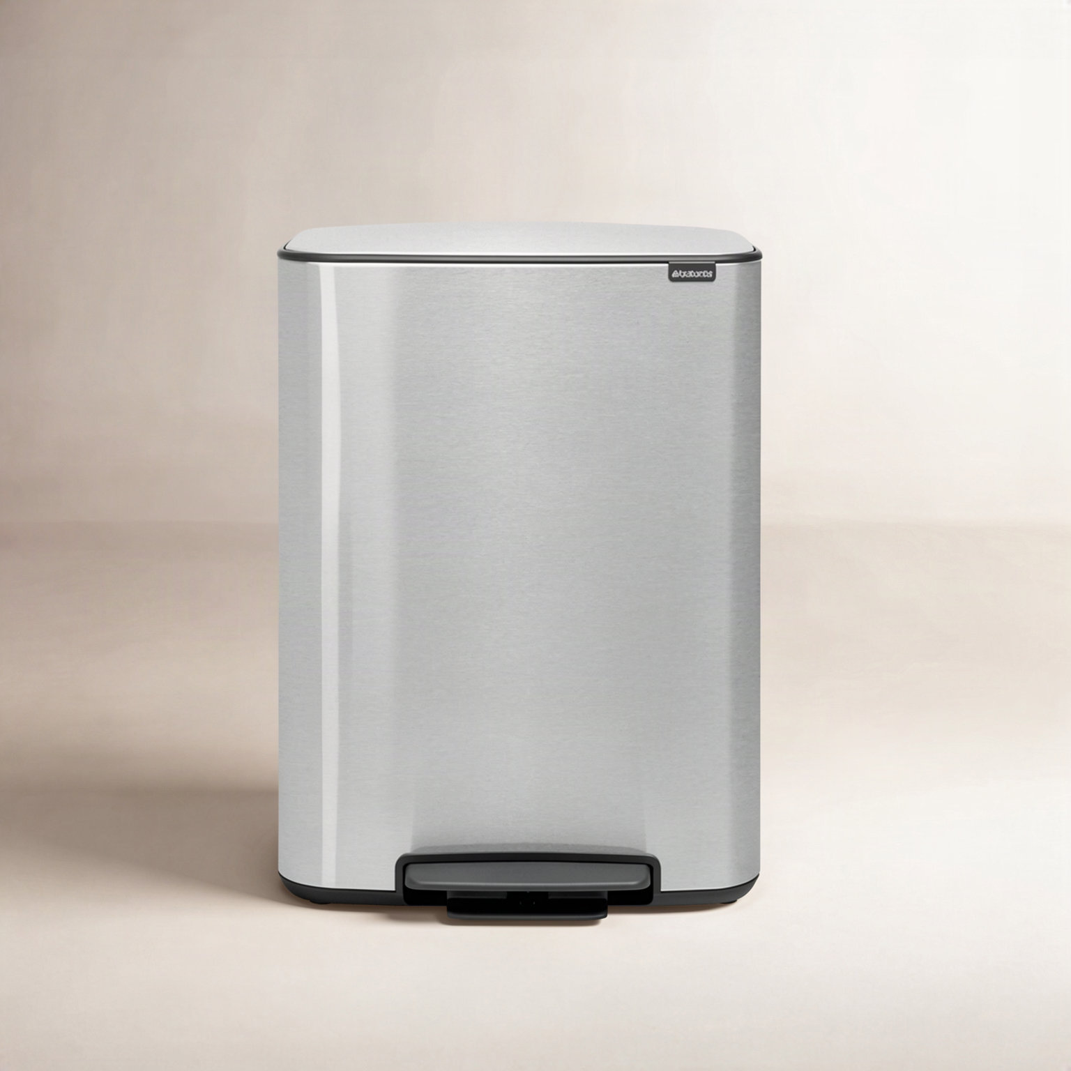 Brabantia Bo 16gal Step-On Trash Can, Matte Steel Fingerprint Proof