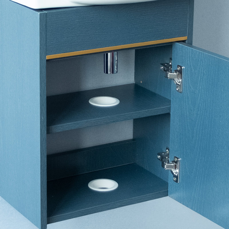 Detjon 17'' Single Bathroom Vanity with Ceramic Top, Blue