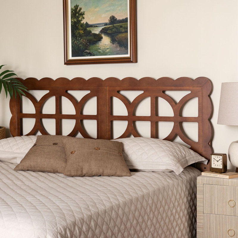 Tête de lit en bois Bryn, Grand lit, Brun