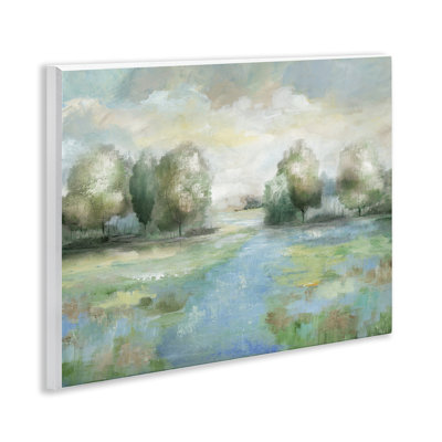 Art abstrait sur bois, prairie de campagne, par Nan