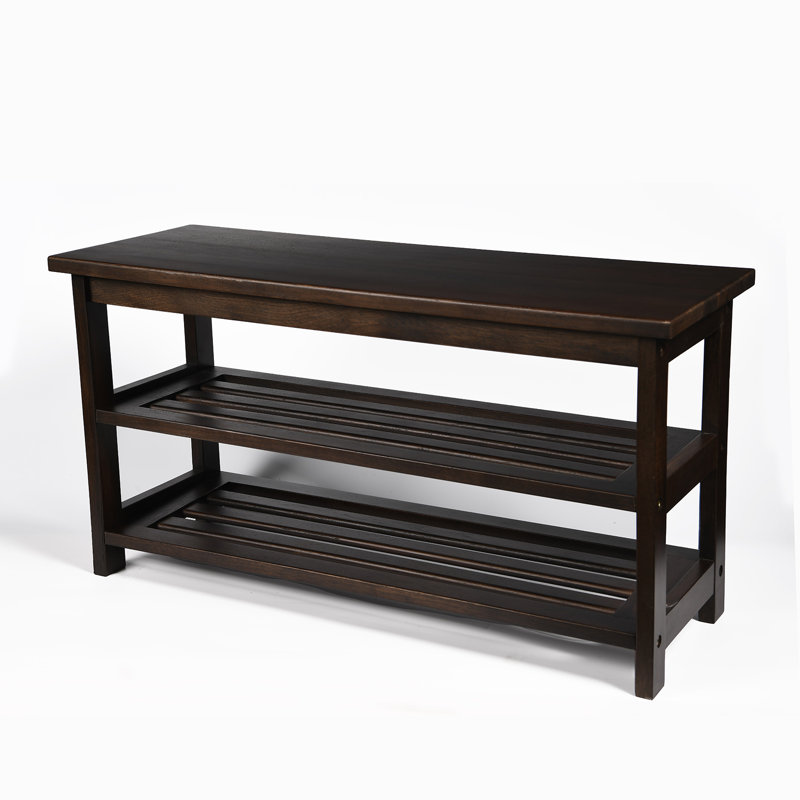 Banc de rangement pour chaussures en bois massif 4 paires, 16.5"H x 31.5"W x 11.75"D