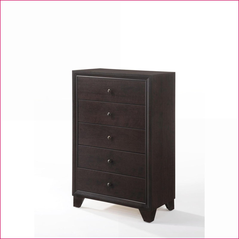 Commodes et amp; Armoires, commode à 5 tiroirs avec joints en queue d'aronde Classic | Espresso | RBW Wood & amp; Placage tropical