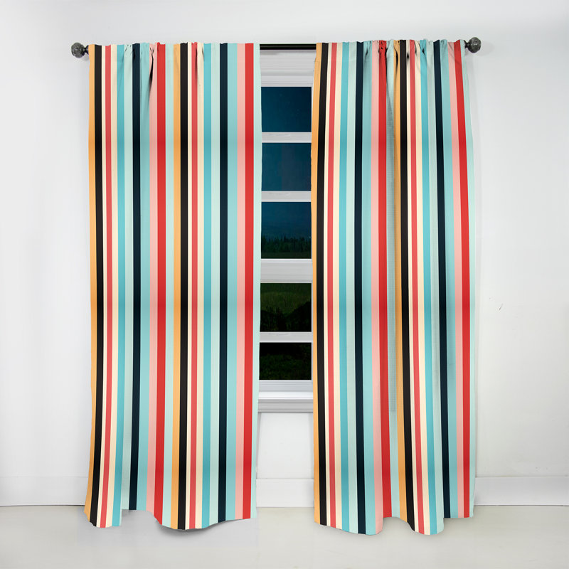 Rideau obscurcissant rayé bleu et rouge Adventure - 1 panneaux, L 52 po x L 95 po