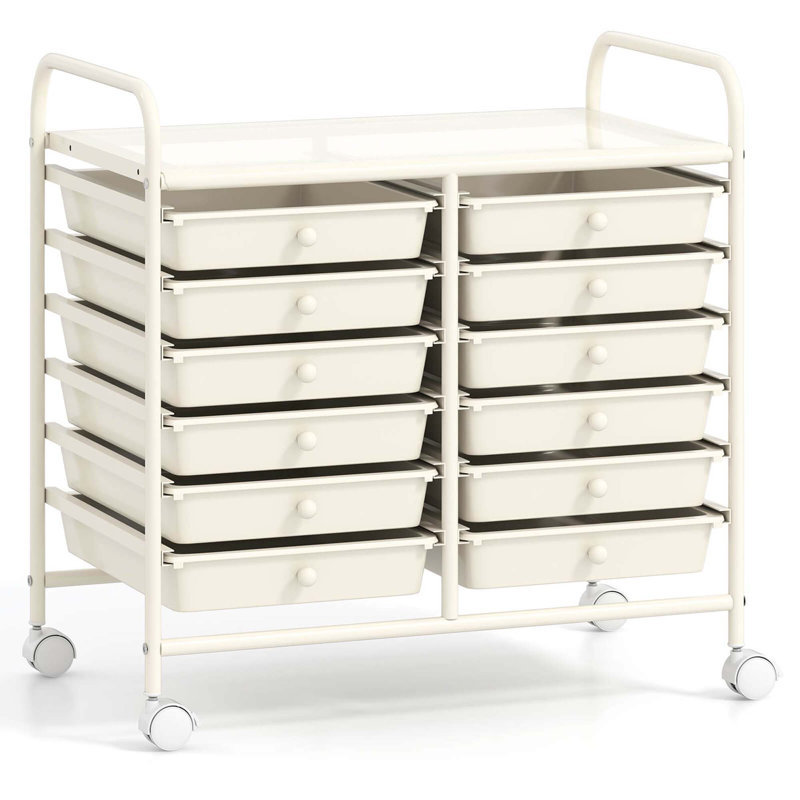 12 bacs de rangement à roulettes, Blanc