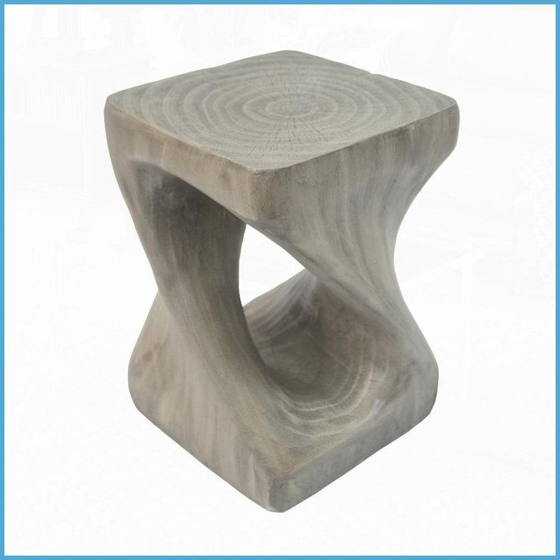 Table basse à spirale grise aspect bois gris MGO - sans assemblage, pour une utilisation intérieure / extérieure