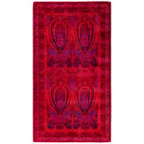 Overdyed Hand-Knotted Wool Modern-Contemporary Pink Area Rug 2' 10" x 5' 5"